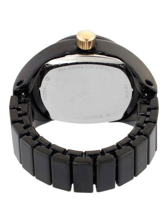 NWT Fossil Watch Ring Two-Hand Pave Black Stainless Steel Watch main image 4
